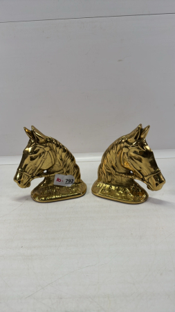 Pair of Brass Horse Head Book Ends
