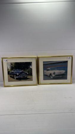 (2) Metal Framed Car Pictures