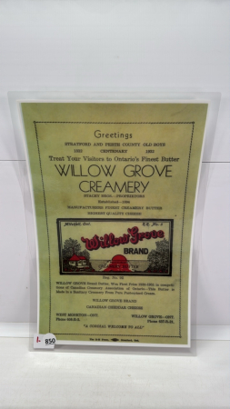 Willow Grove Creamery RePrinted Ad