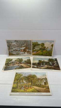 Currier & Ives 5 Different Prints with Extras