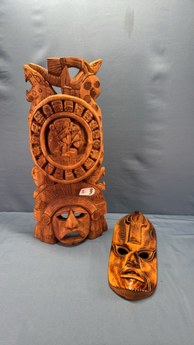 (2) Carved Wooden Masks