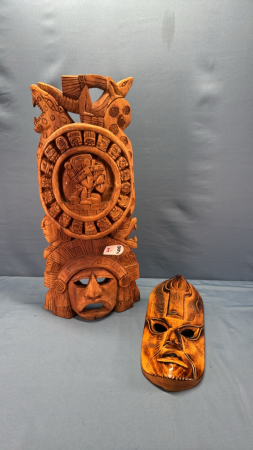 (2) Carved Wooden Masks