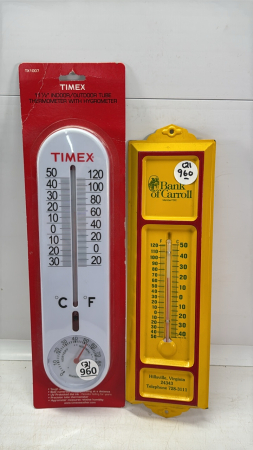 Timex Thermometer & Bank of Carroll Thermometer