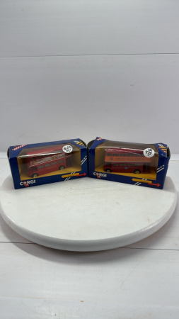 (2) Corgi Route Master Double Decker Buses