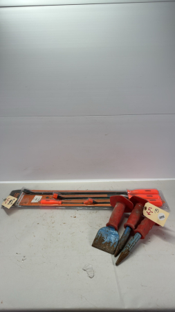 (3) Chisels and (4) Mechanic Pry Bars