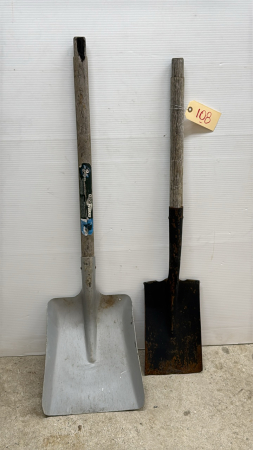 (2) SQUARE SHOVELS - NO HANDLES