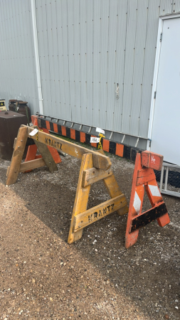 PAIR OF WOODEN BARRICADES