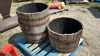 (3) OAK PLANTER BARRELS - 3