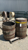 (1) WHISKEY BARREL & (3) OAK PLANTERS - 2