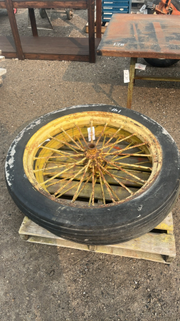 PAIR OF 6.50-36 TIRES ON STEEL SPOKED RIMS