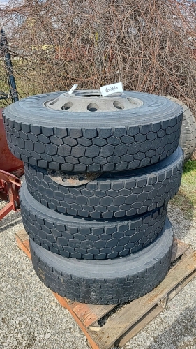 4 - 11R22.5 Tires on Aluminum Rims