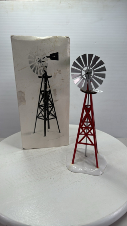 11in Tin Windmill with Porcelain Base