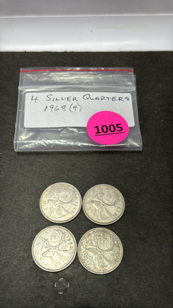 (4) 1968 Silver Canadian Quarters