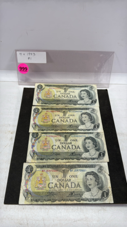 (4) 1973 Canadian $1 Dollar Bills