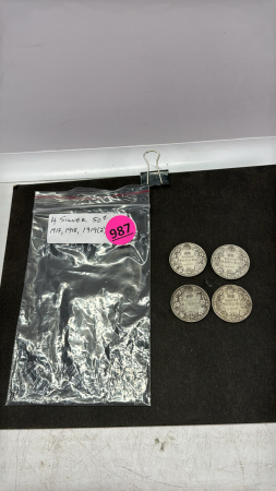(1)1917, (1)1918, (2)1919 Silver Cdn 50 Cent Coins