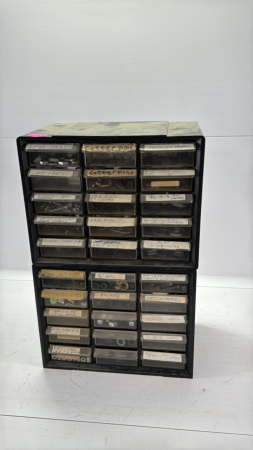 Plastic 30 Drawer Parts Bin with Contents