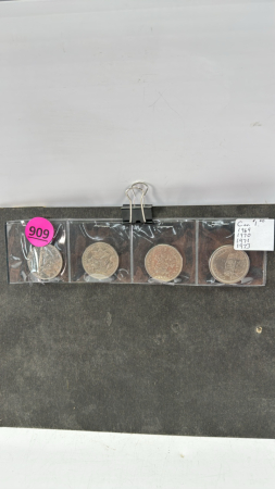 (1) 1969, (1) 1970, (1)1971,(1) 1973 Cdn $1 Coins