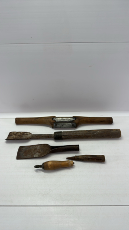 Vintage Spoke Plane & Several Chisels
