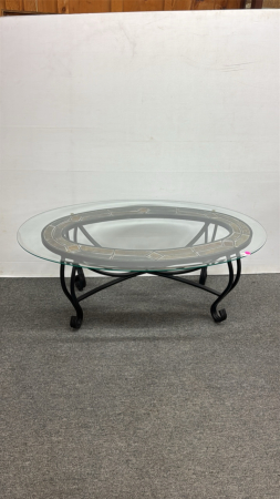 Metal Base Coffee Table w/Glass Top