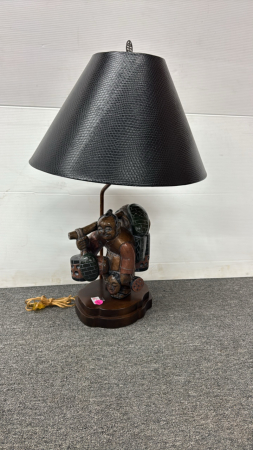 Fredrick Cooper Lamp with Black Leather Shade