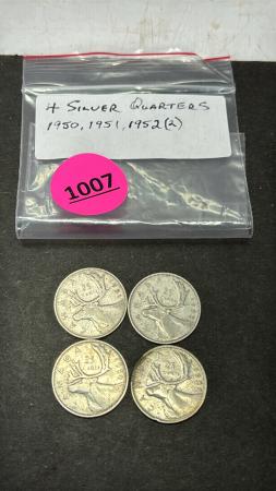 (1)1950, (1) 1951, (2) 1952 Silver Cdn Quarters