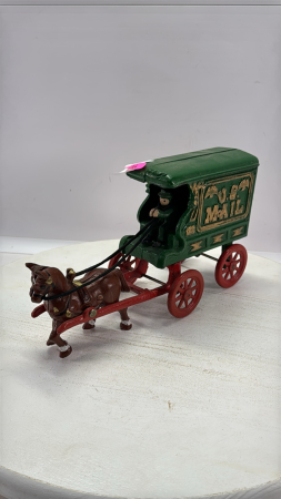 Cast Iron US Mail Horse Delivery Wagon