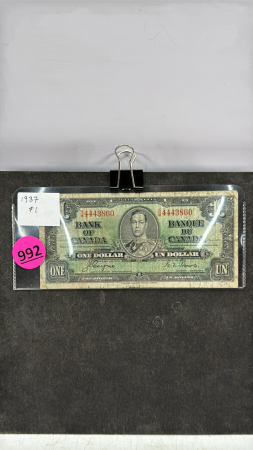 1937 Canadian $1 Dollar Bill