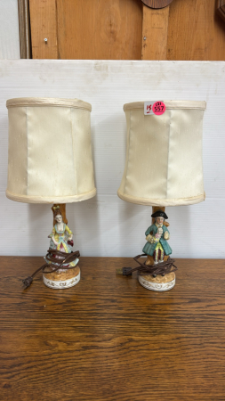 Pair of Hand Painted Victorian Style Lamps