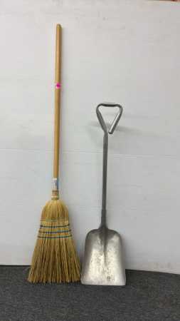 Corn Broom & Aluminum Scoop Shovel