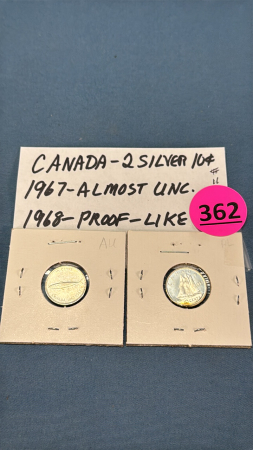 (2) Canada Silver 10 Cent