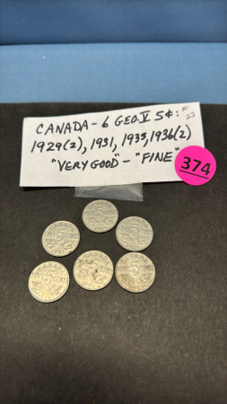 (6) Canada Geo Five 5 Cent