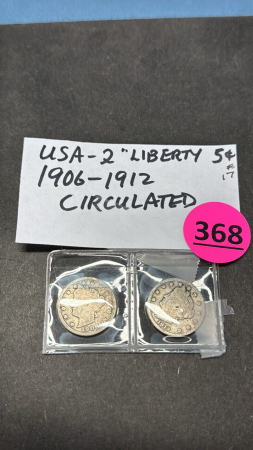 (2) USA Liberty. 5 Cent Coins