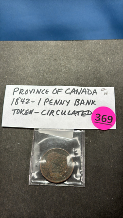 (1) Province of Canada 1842 1 Penny Bank Token