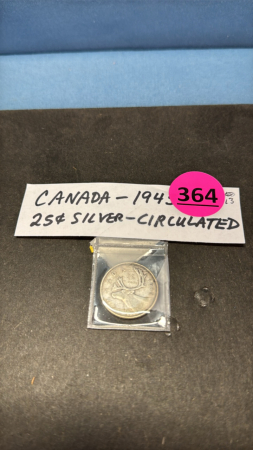 (1) Canada 1945 25 Cent Silver