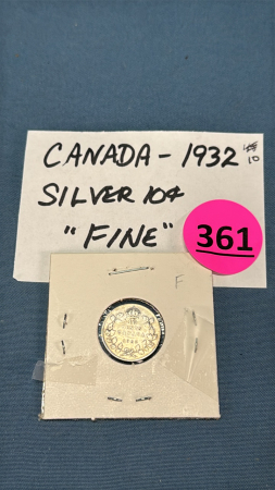 (1) Canada 1932 Silver 10 Cent