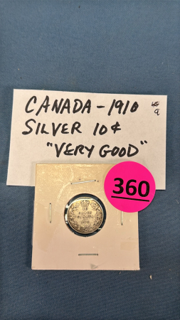 (1) Canada 1910 Silver 10 Cent