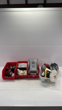 (3) Parts Bins and Qty of Electrical Supplies