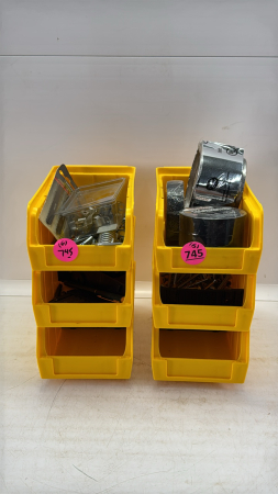 (6) Small Parts Bins with Contents