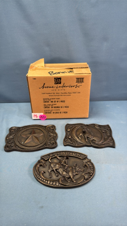 (3) Western Motief 6in Metal Wall Plaques