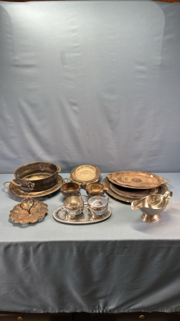 Quantity of Mostly Tarnished Silver Plate