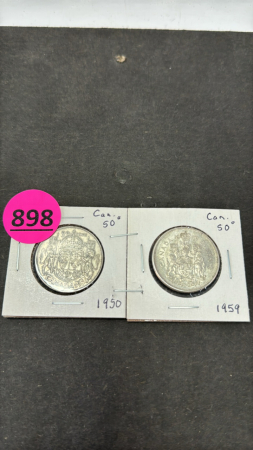 (1) 1950 & (1) 1959 Canadain 50 Cent Coins