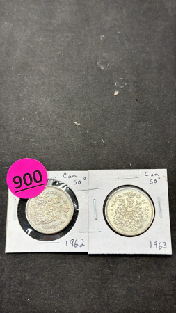(1) 1962 & (1) 1963 Canadian 50 Cent Coins