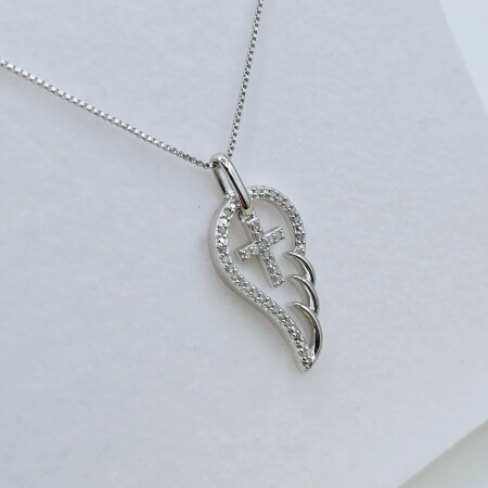 Sterling Silver Natural Diamond Angel Wings