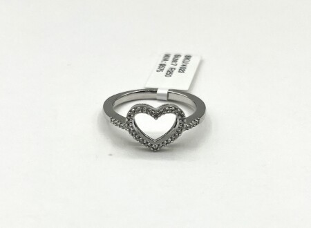 Sterling Silver Natural Diamond Heart Shape Ring