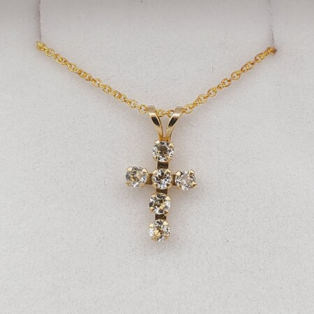 10KT Yellow Gold Natural Aquamarine Cross Pendant