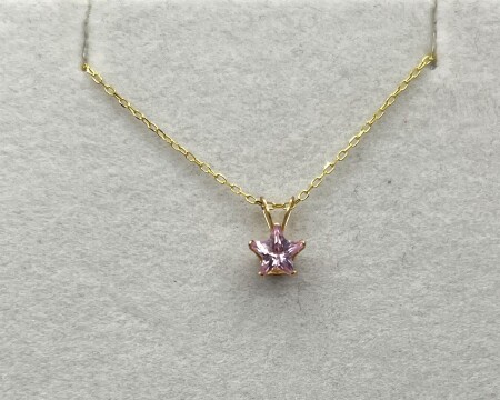 10KT Yellow Gold Pink CZ 6mm Star Pendant