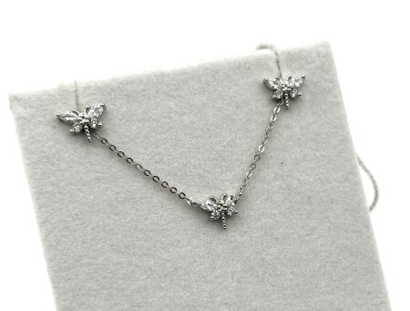Sterling Silver CZ Butterfly Earring Necklace Set