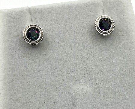 Sterling Silver Natural Mystic Topaz Earrings