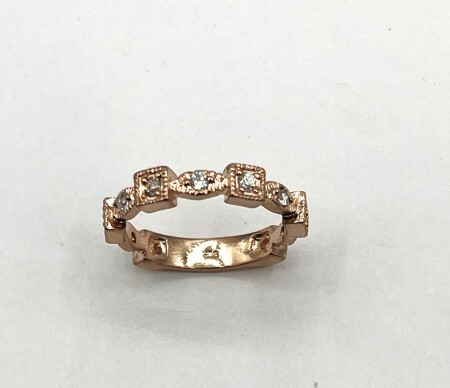 Rose Plating Sterling Silver CZ Wedding Band