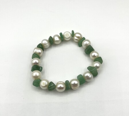 Freshwater Pearl 9-10mm&Green Aventurine Bracelet